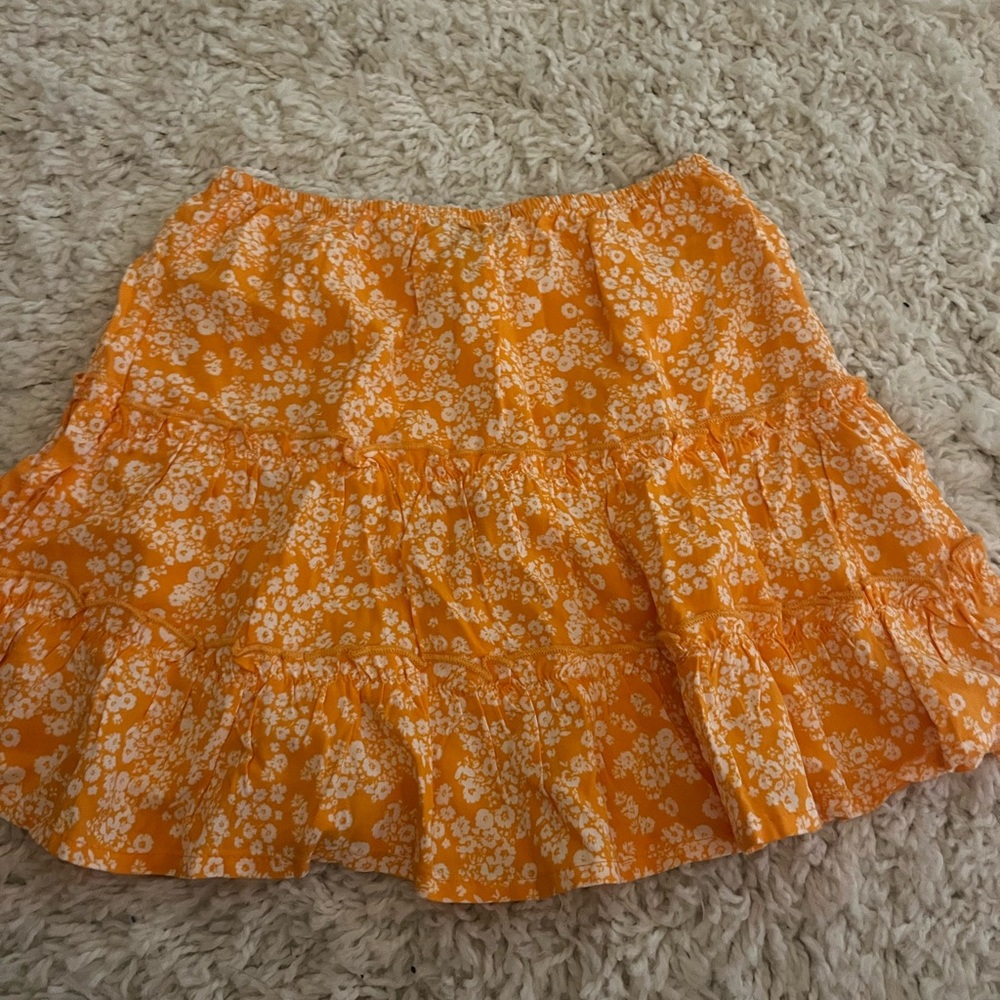 Orange Floral Skirt